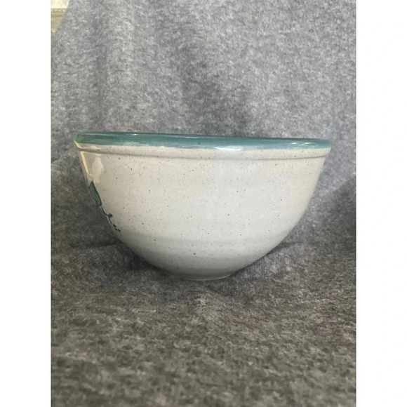 𝅺Great Bay Pottery N Hampton Glazed Clay Round Bowl Gray Green Blue 5"H x 8"D - Picture 11 of 12
